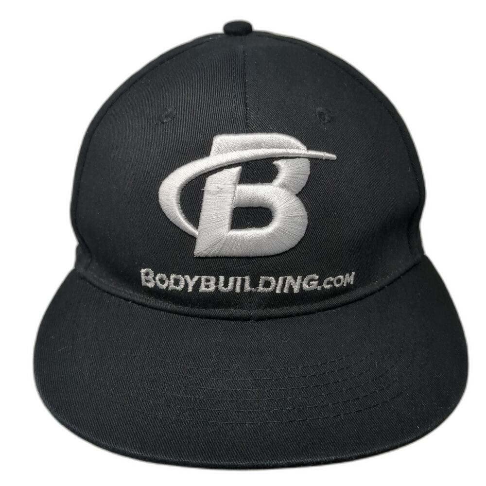 Bodybuilding Snapback Hat Black One Size Solid Embroidered Flat Brim